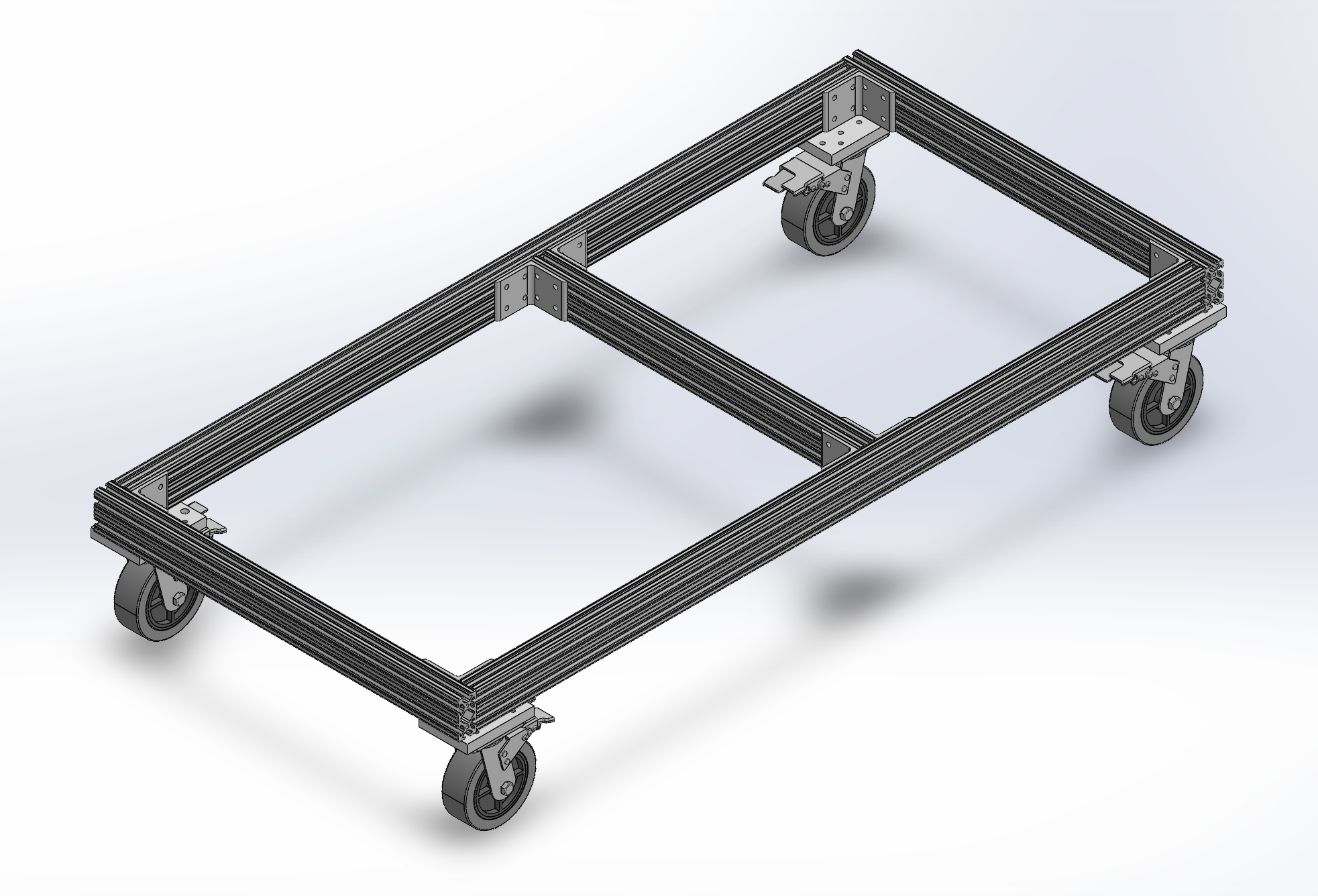 Figure 1: Solidworks model of the intial design of the base of the cart