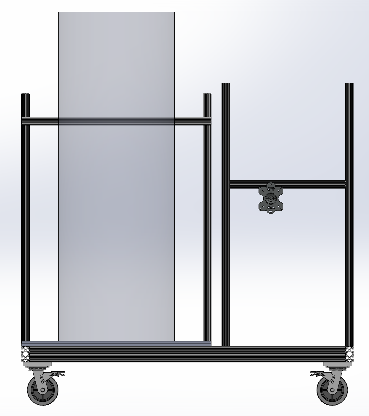 Figure 2: Front view of the Solidworks model of the cart and water heater